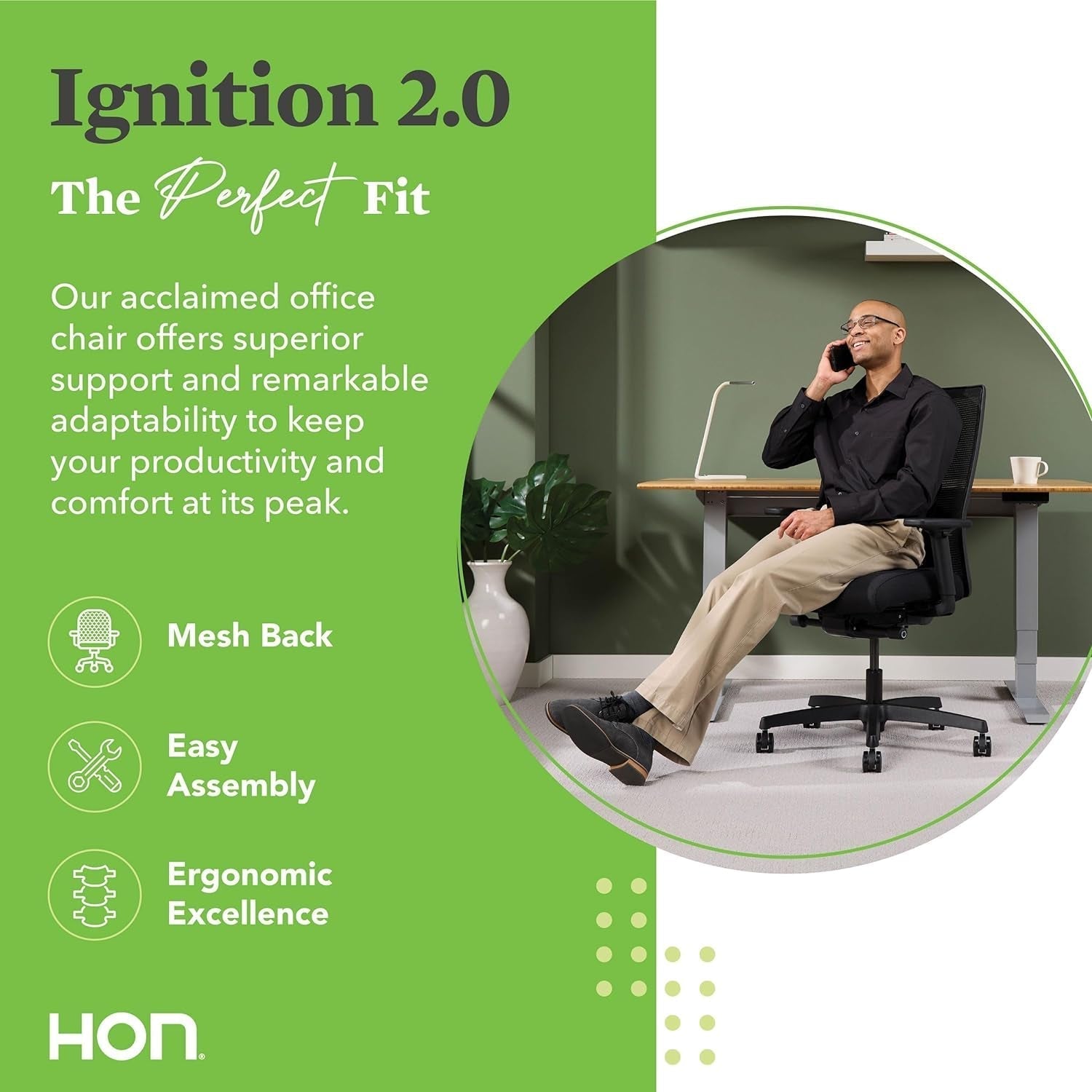 Ignition 2.0 Ergonomic Office Chair- Tilt Recline and Swivel Wheels, Home Desk Chairs, Executive, Comfortable for Long Hours & Task Work-2