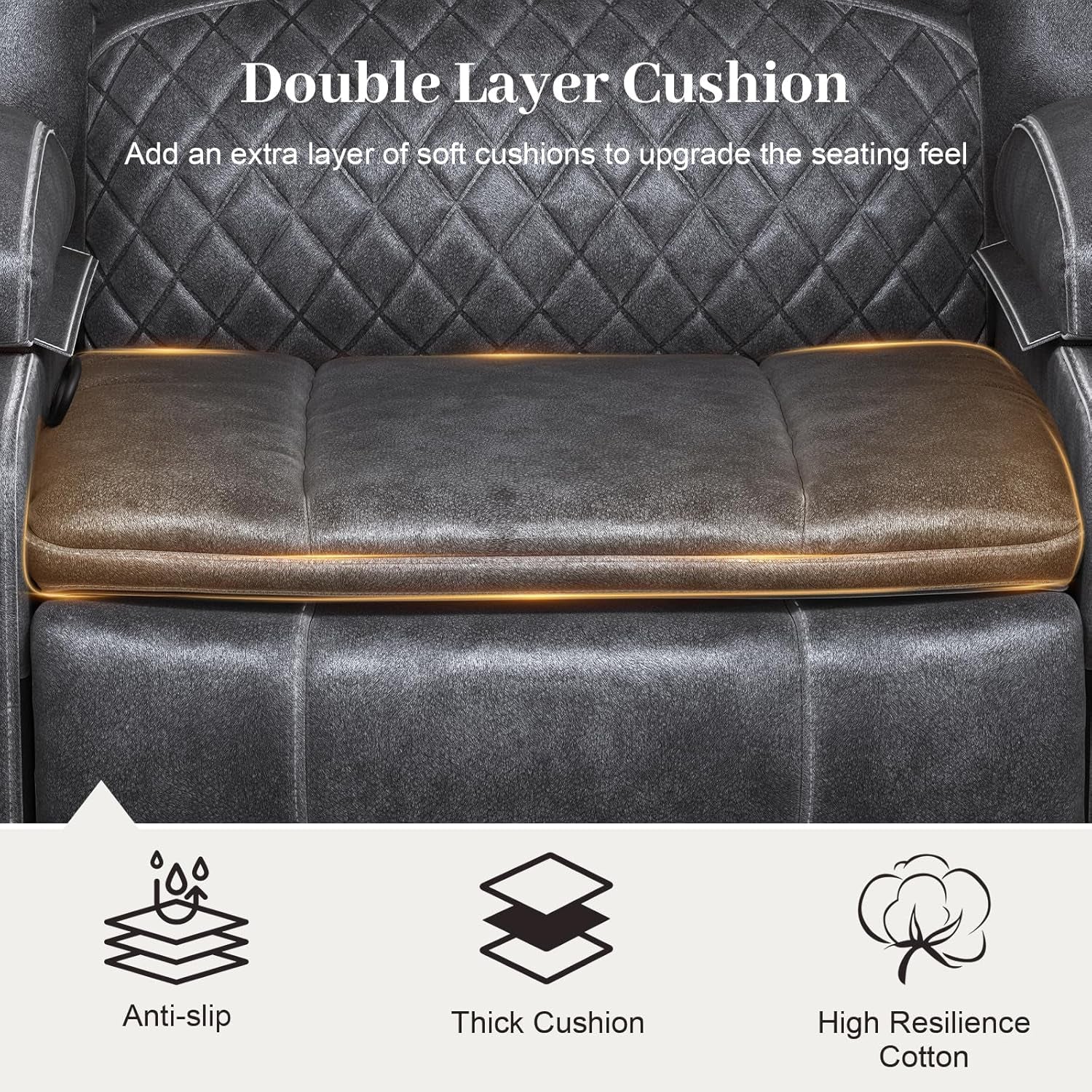 Grey Leather Reclining Loveseat Sofa Set Console, 2 Chairs-3