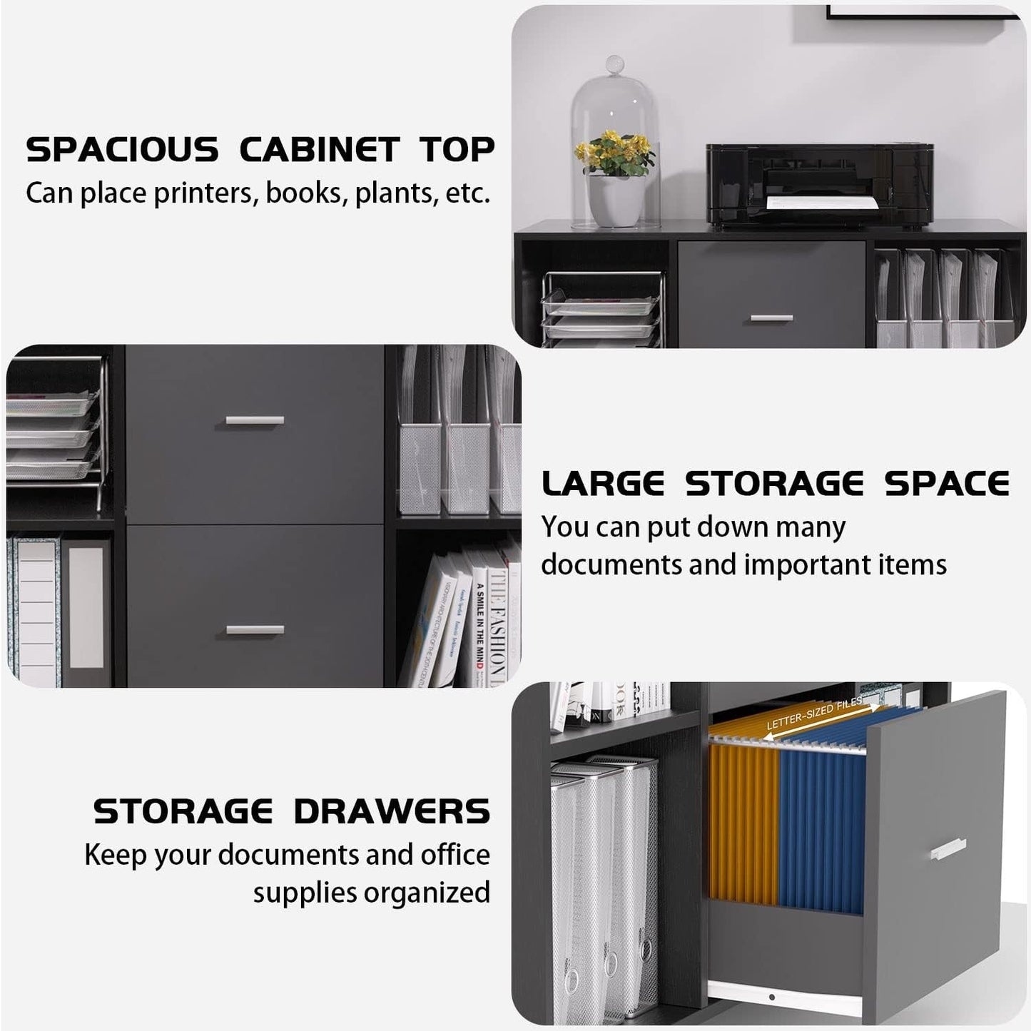 Large Mobile File Cabinet with Printer Stand-4