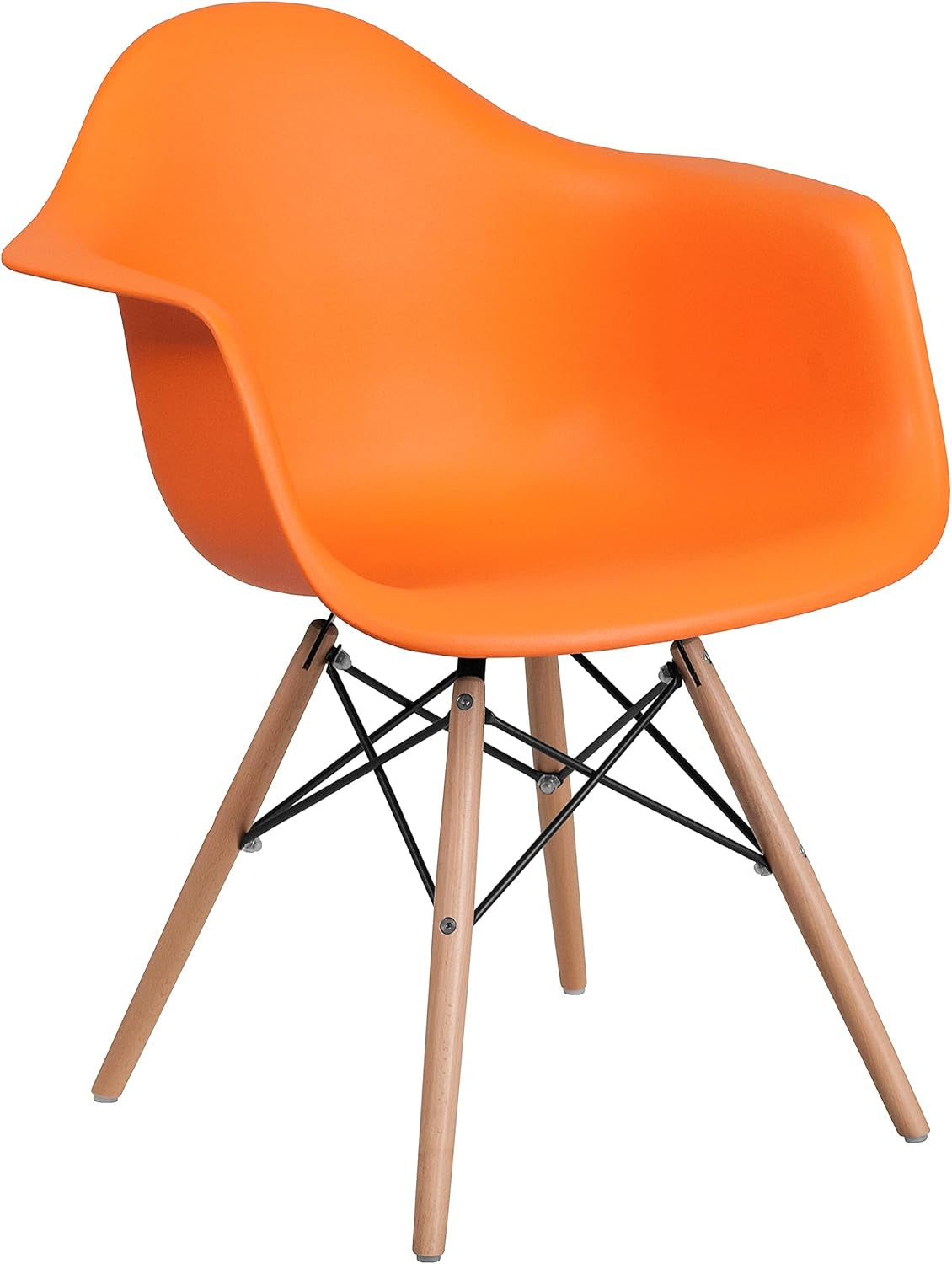 Alonza Series Orange Plastic Chair with Wooden Legs-0