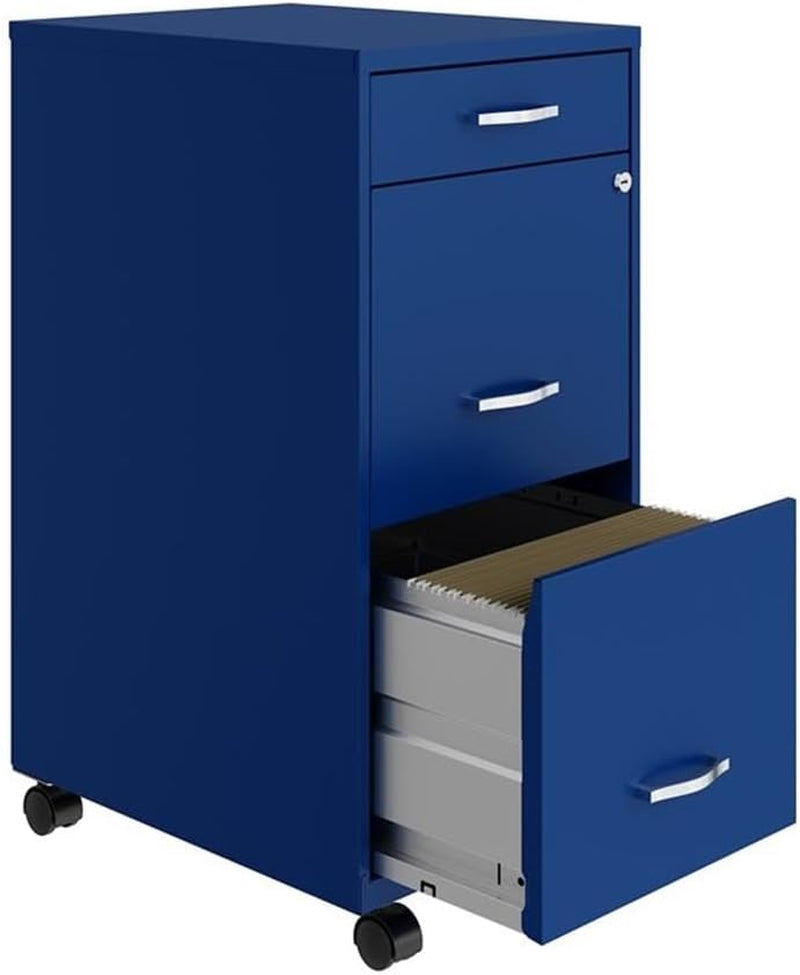 3 Drawers 29.52" Vertical Blue Metal Filing Cabinet-4