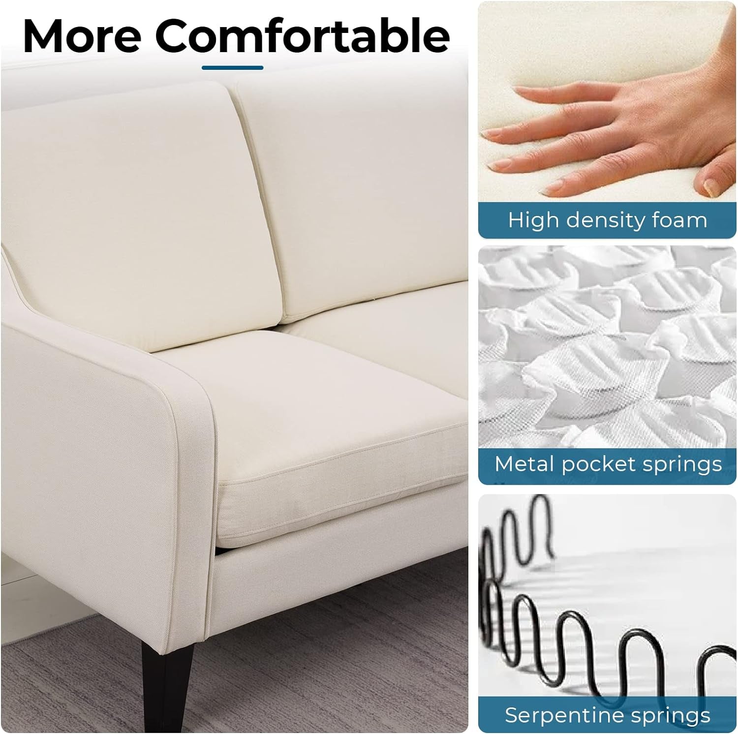 Beige Mid-Century Modern Loveseat (53") rana-4