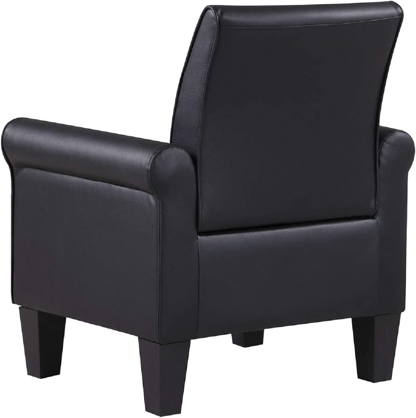 Black Faux Leather Accent Chair for Living Room-4