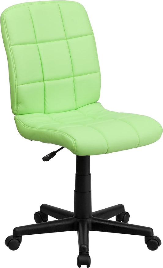 Clayton Mid-Back Green Quilted Vinyl Swivel Task Office Chair-0