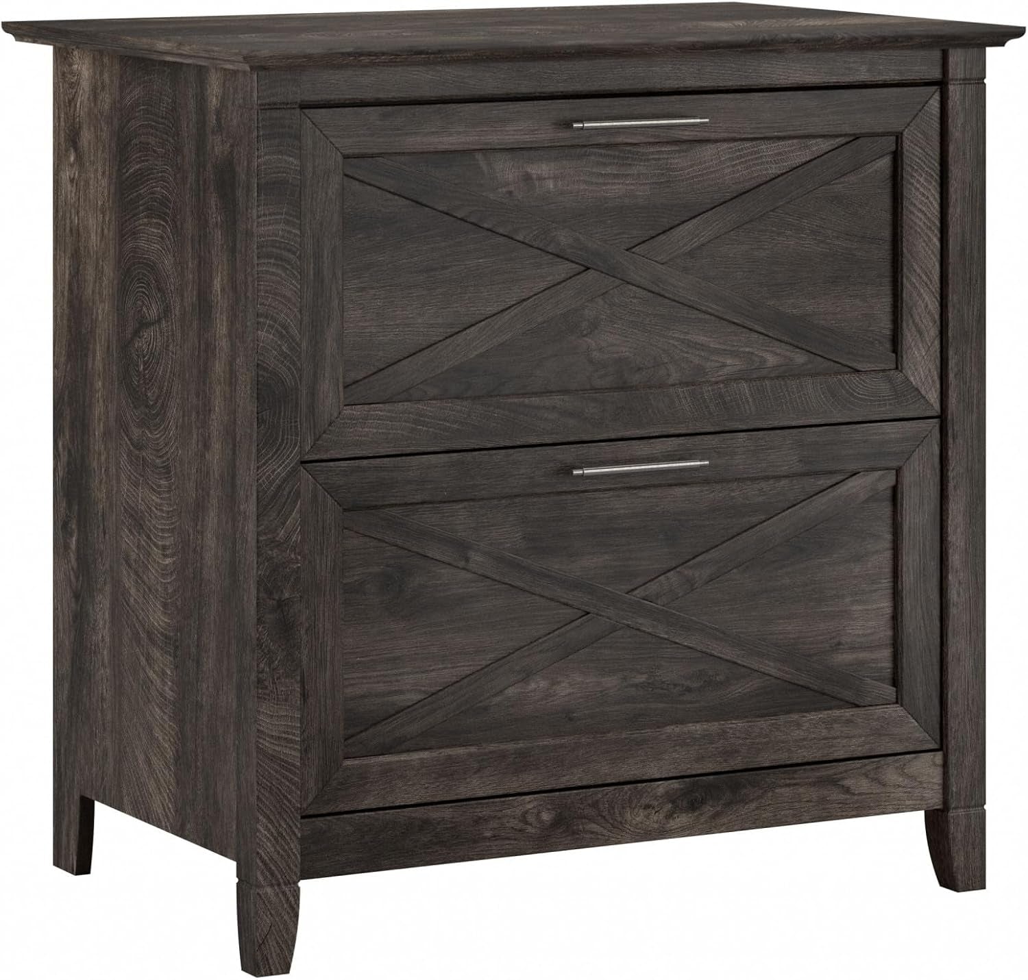 Bush Furniture Key West 2 Drawer Lateral File Cabinet in Dark Gray Hickory | Document Storage for Home Office | Accent Chest with Drawers-0