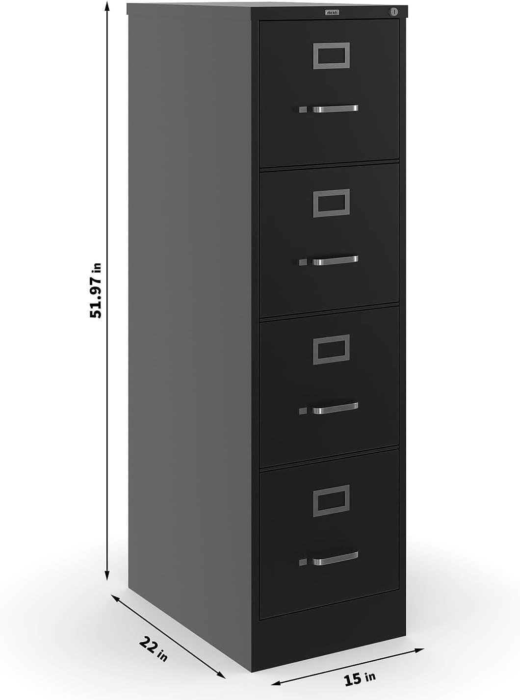 Commercial 4-Drawer Vertical File Cabinet, Locking, Letter, Black, 22-Inch D (22337D)-2