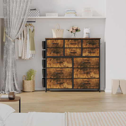 Rustic Brown Dresser with 12 Drawers-0