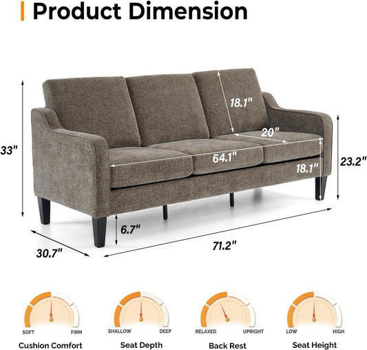 Loveseat Sofa Set for Living Room, Mid-Century Modern Couch and Love Seat Set,53" Loveseat+71" Small Couch for Bedroom Sofa Furniture for Small Spaces Apartment (Light Brown)-1