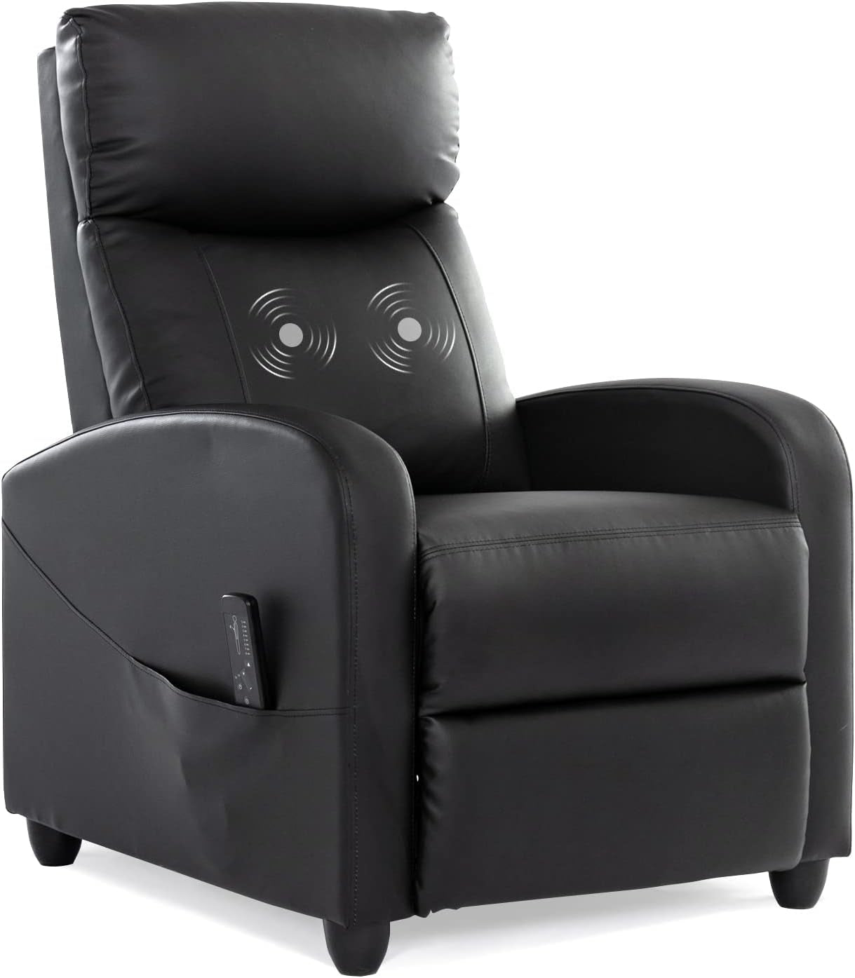 Recliner Chair with Massage and Lumbar Support, Small PU Leather Home Theater Seating, Adjustable Modern Reclining Chair for Adults in Living Room-0