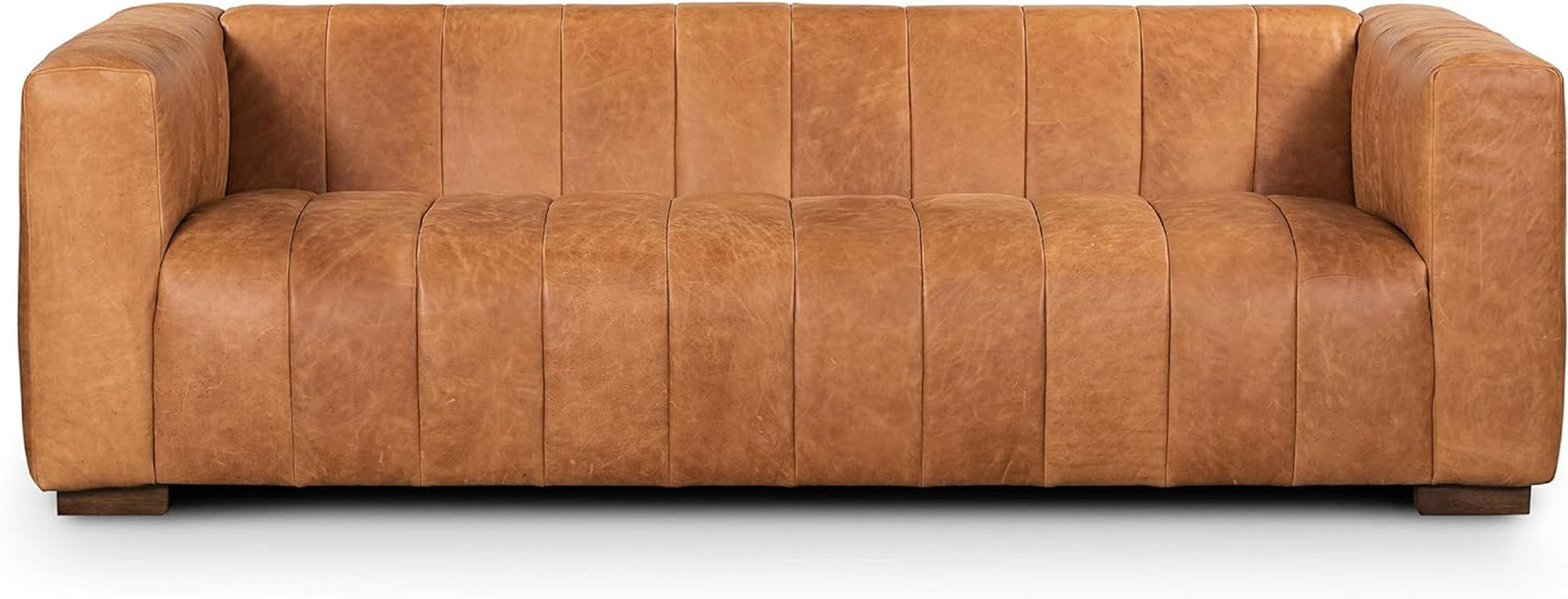 Canale 86" Sofa in Full-Grain Pure-Aniline Italian Leather in Cognac Tan-3