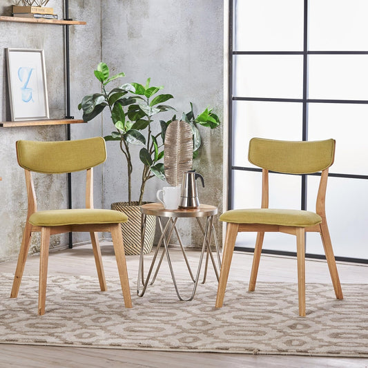 Mid Century Fabric Dining Chairs with Natural Oak Finish-0