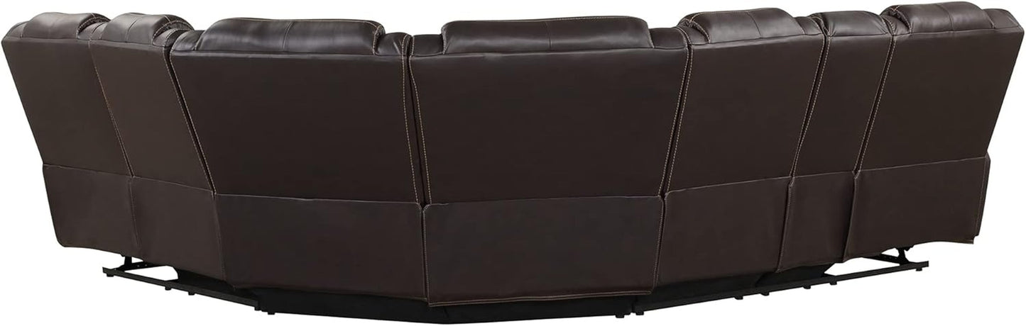 Faux Leather Reclining Sectional Sofa with LED Lights-4