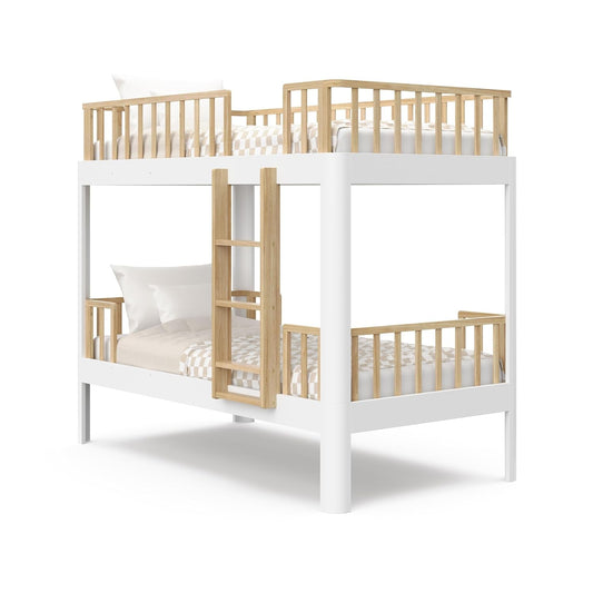 Next Santos Twin-Over-Twin 5-In-1 Convertible Bunk Bed (White with Natural) – GREENGUARD Gold Certified, Converts to Loft Bed and Twin Beds, Modern Style for Kids Room-0