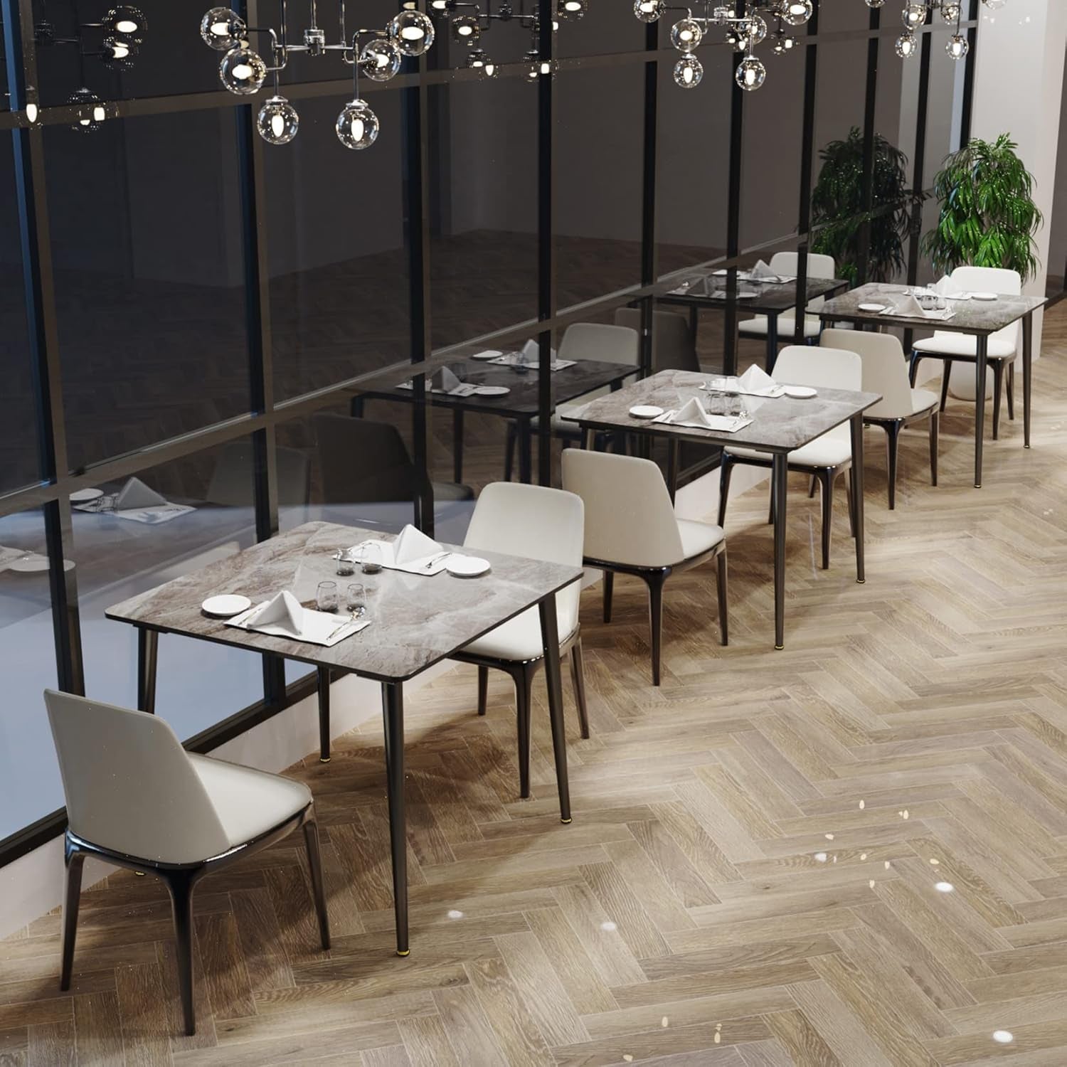 Square Kitchen Dining Table: Sintered Stone Dining Room Table Modern Coffee Table Marble Table with Stable Metal for Kitchen Living Room Office Patio Seaside, 31.5X31.5X29.92 Inch-1