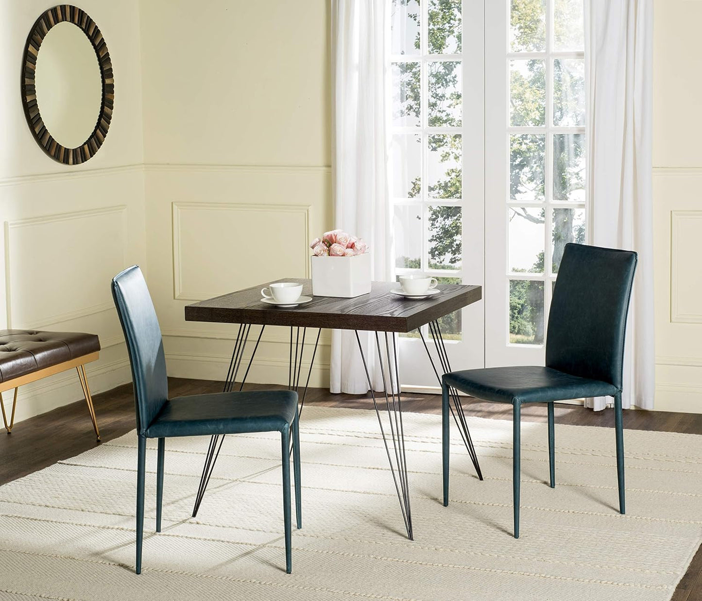 Home Collection Karna Antique Teal Bonded Leather Dining Chair (Set of 2)-0