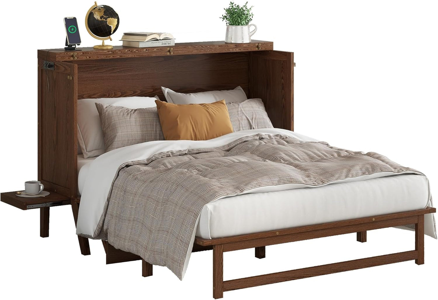 Queen Size Murphy Cabinet Bed with Desk and USB-Port-4