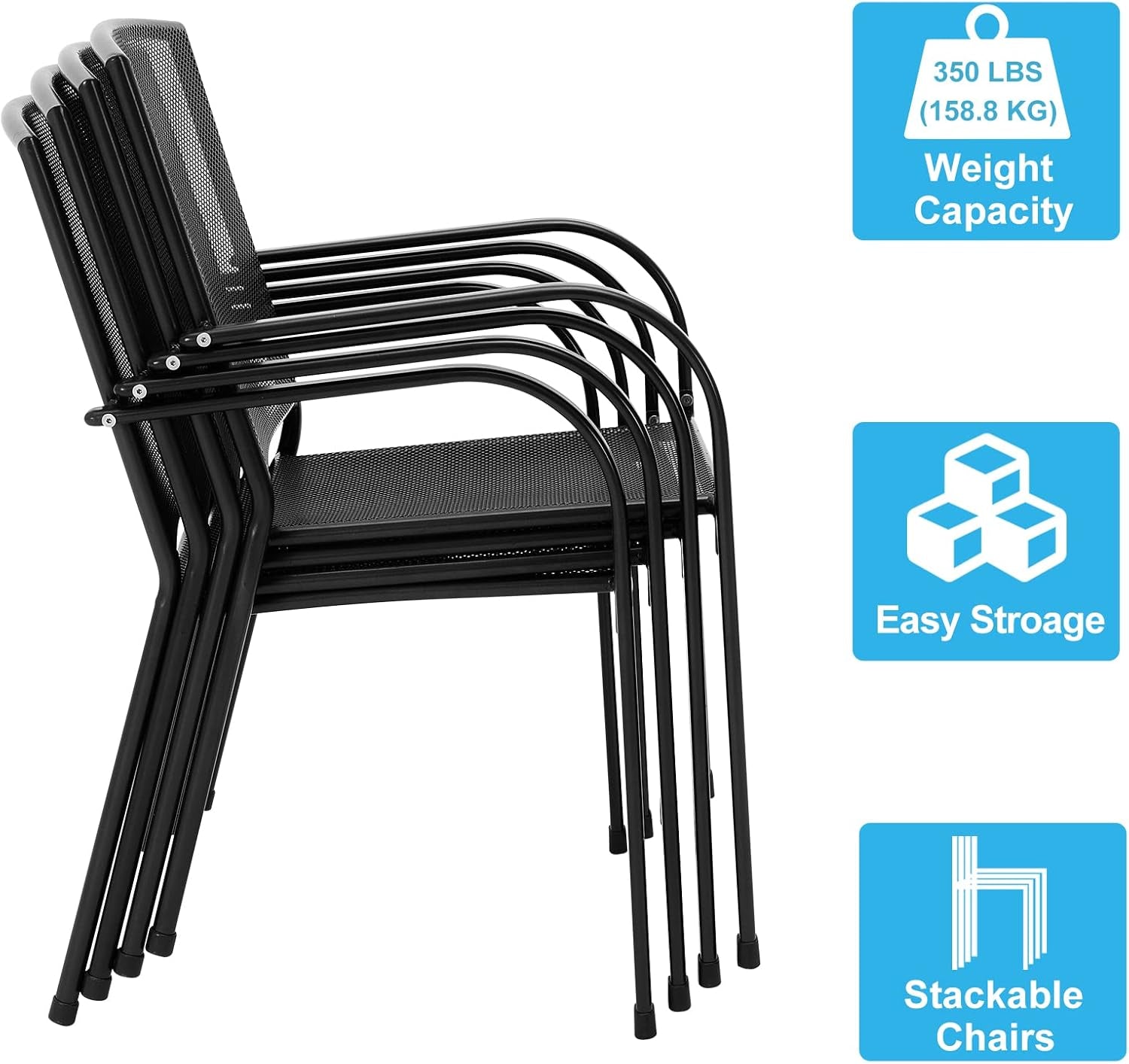 5 Piece Outdoor Table and Chair, Patio Outdoor Dining Set with 1.73" Umbrella Hole, Patio Table and Chair Set of 4 for Garden,Bistro,Deck-3