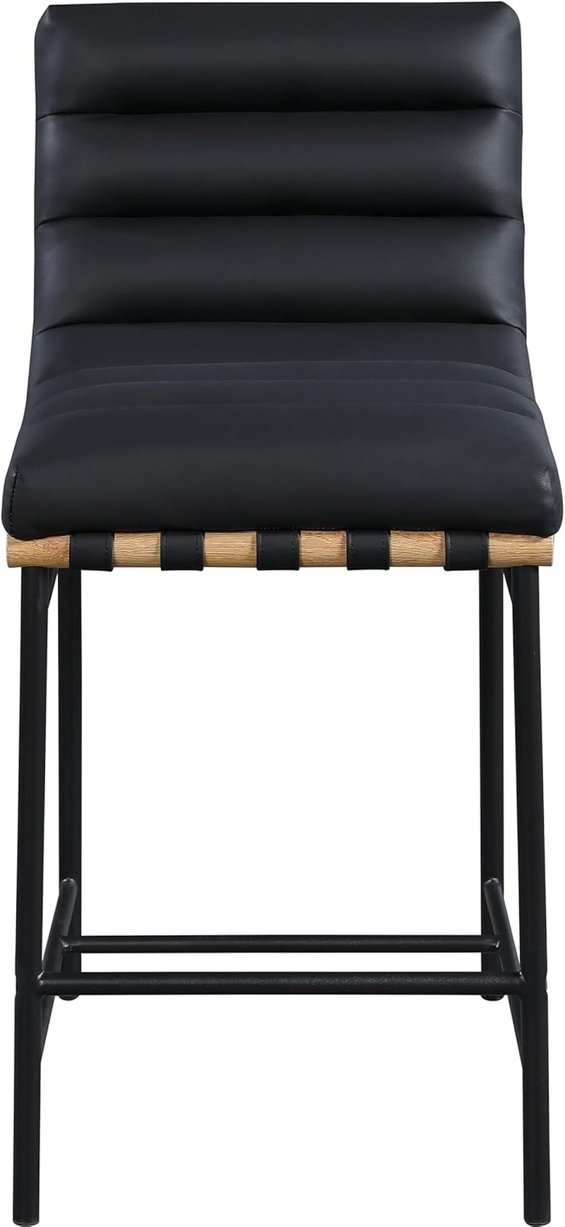857Black-C Burke Collection Modern | Contemporary Vegan Leather Upholstered Counter Stool, Black, 18" W X 24" D X 37.5" H-3