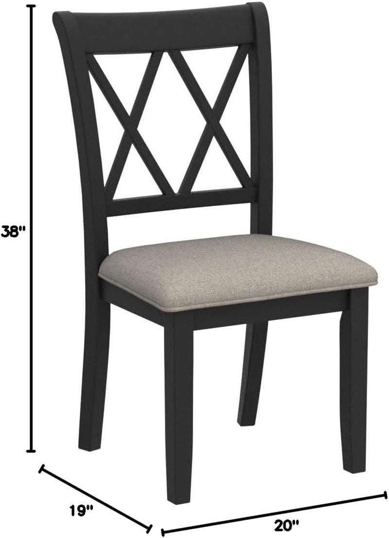 Windvale Fabric Upholstered Dining Chair in Black, Set of 2-1