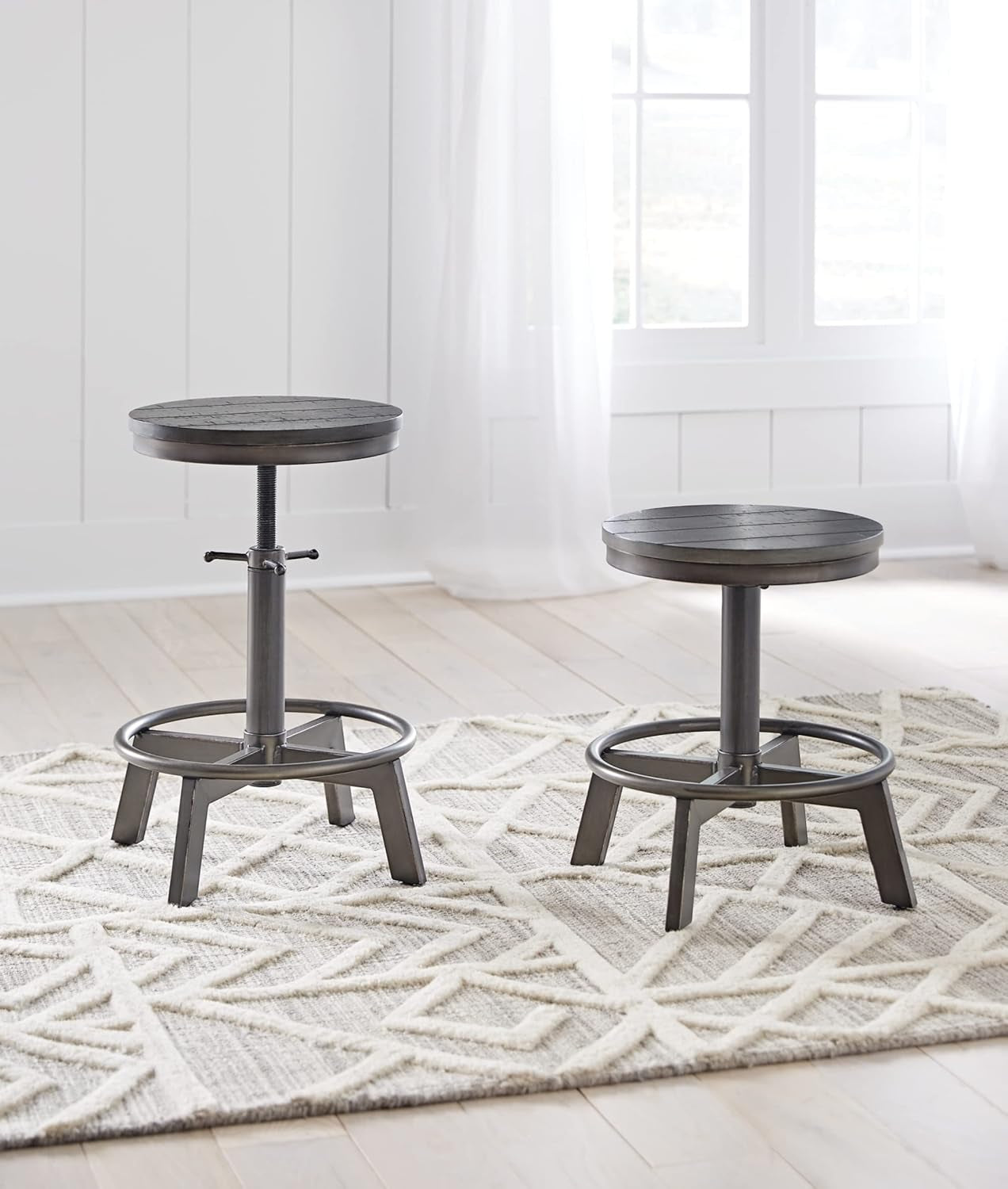 Torjin Industrial Counter Height Stool, 2 Count, Gray-0
