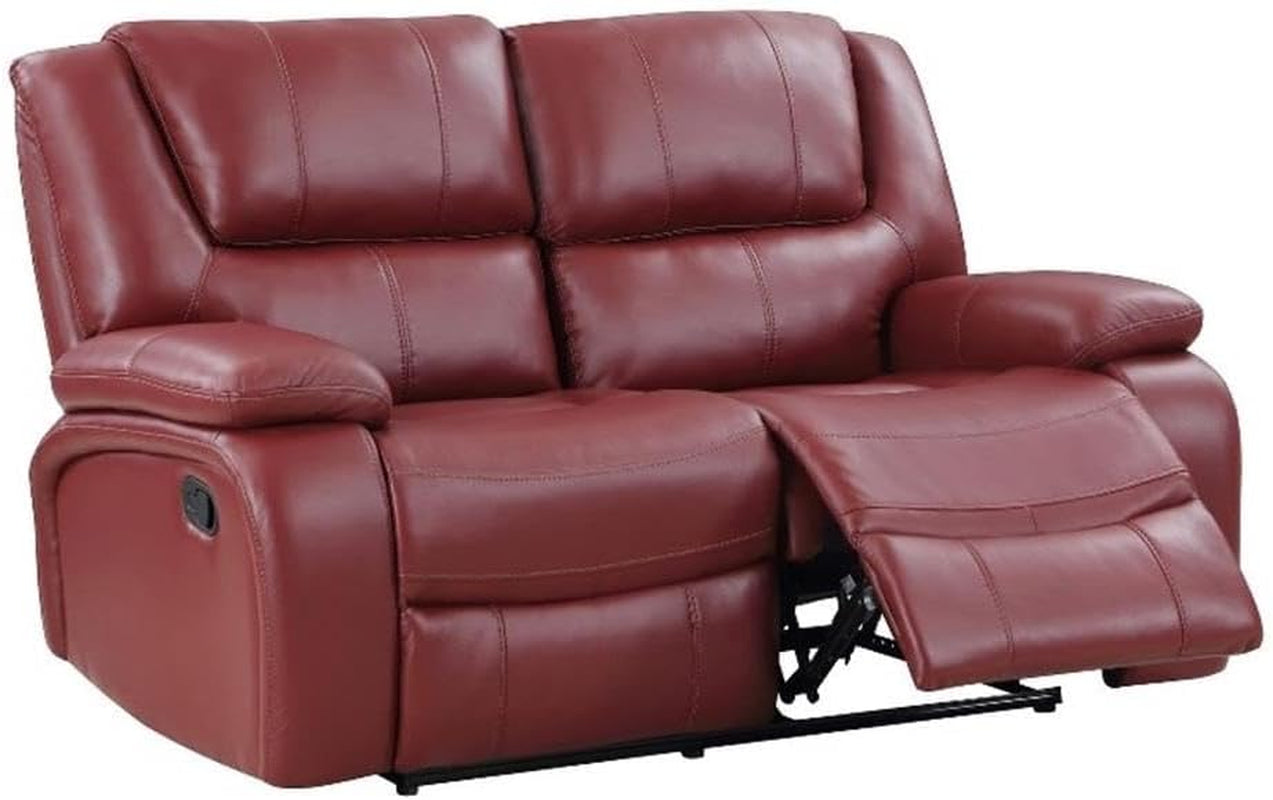Red Faux Leather Reclining Loveseat rana-1