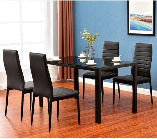 Modern Black 5-Piece Kitchen Table and Chair Set-0