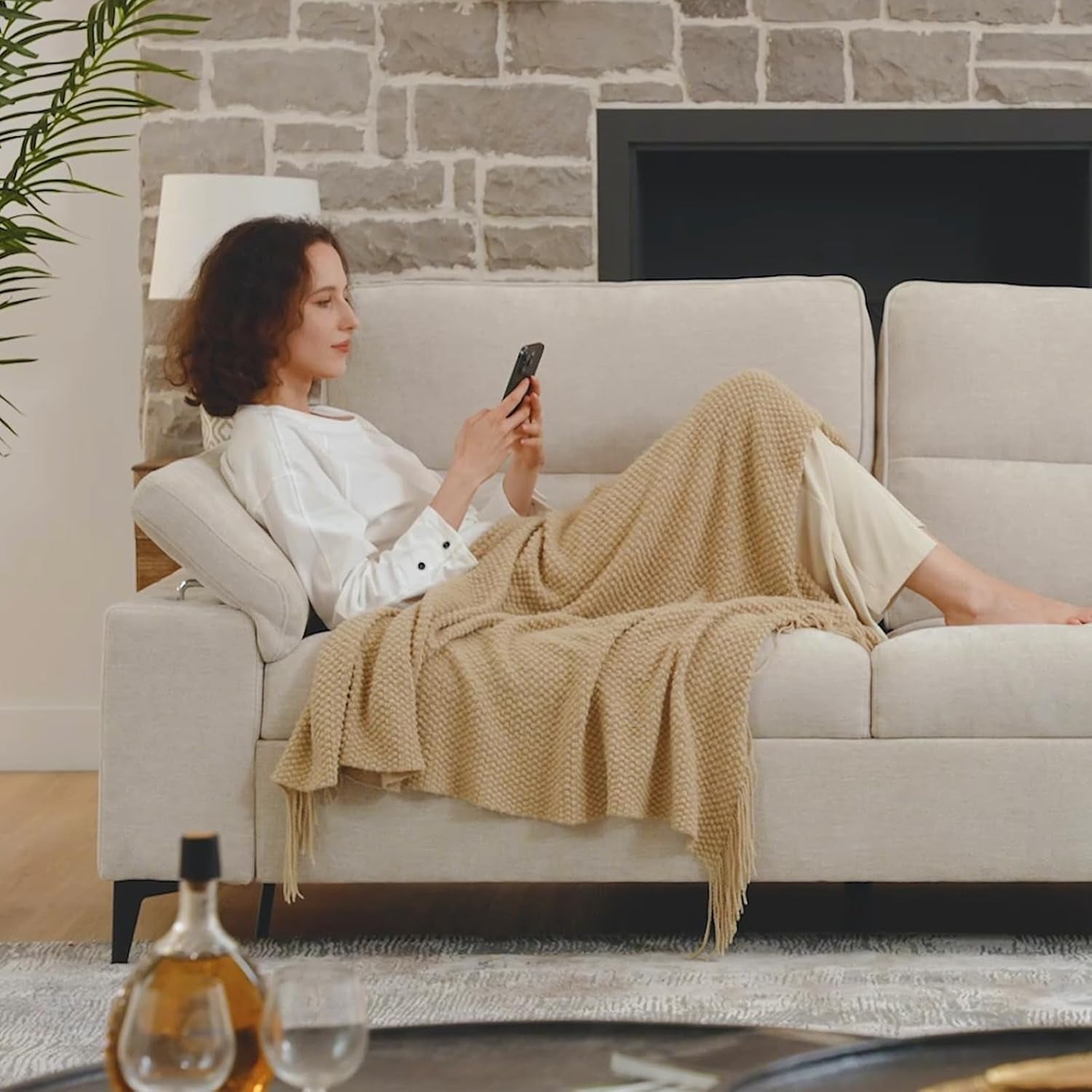 Beige Loveseat with Removable Cover (71.25")-0