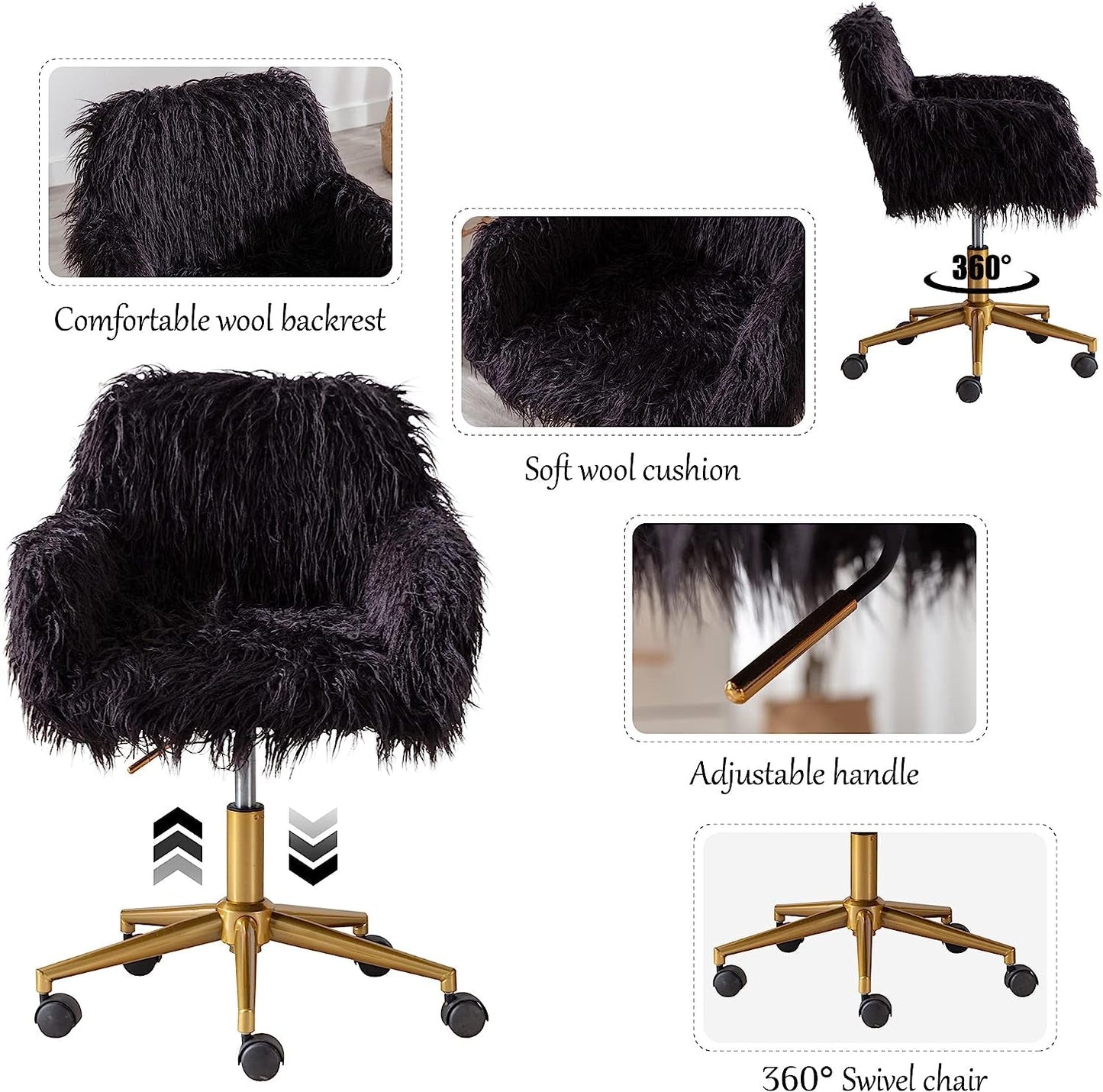 Soft Faux Fur Swivel Chair for Home Office-3