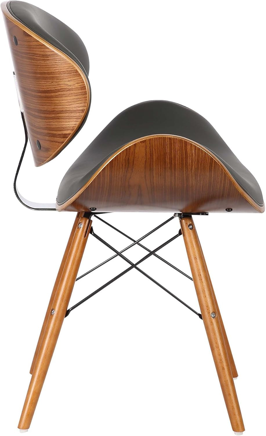 Cassie Dining Chair in Grey Faux Leather and Walnut Wood Finish, Gray/Walnut Finish, 20D X 21W X 31H In-4