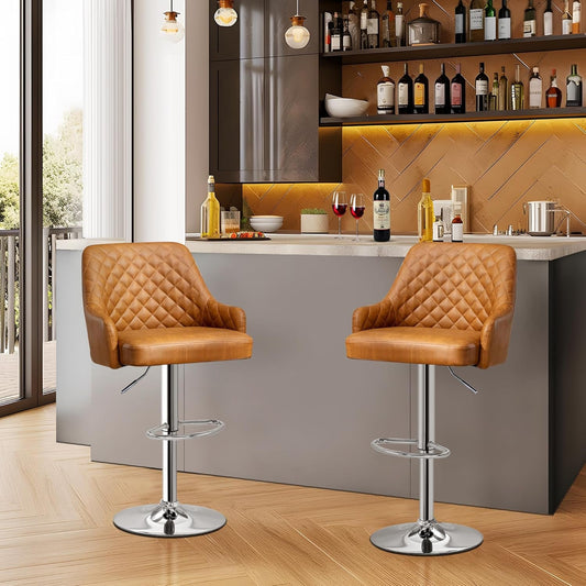 Bar Stools Set of 4, Adjustable Bar Stools with Back, Bar Height Stools for Kitchen Counter-1