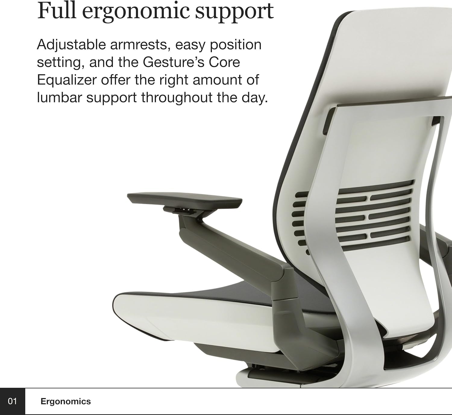 Gesture Office Chair - Ergonomic Work Chair with Wheels for Carpet - Comfortable Office Chair - Intuitive-To-Adjust Chairs for Desk - 360-Degree Arms - Nickel Gray Fabric-2