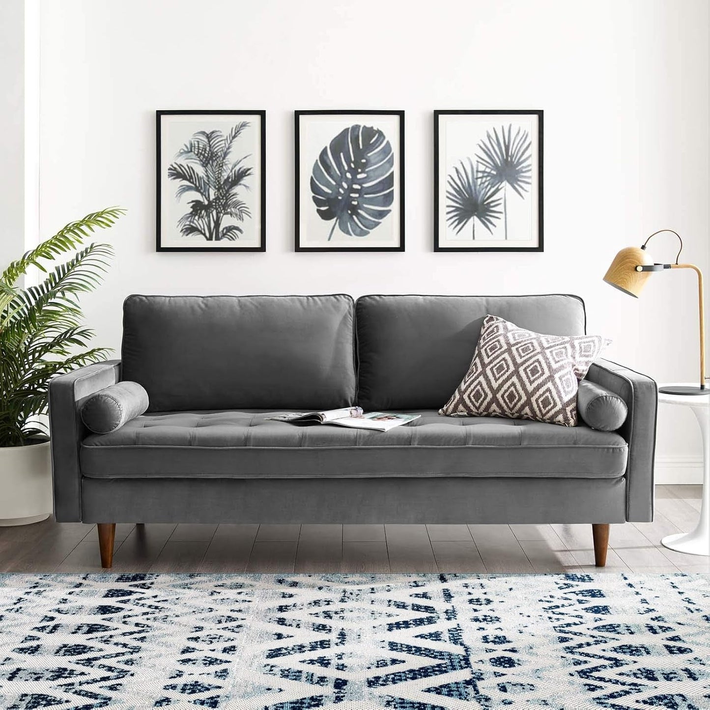 EEI-3764-GRY Valour Performance Velvet Sofa, Gray-0