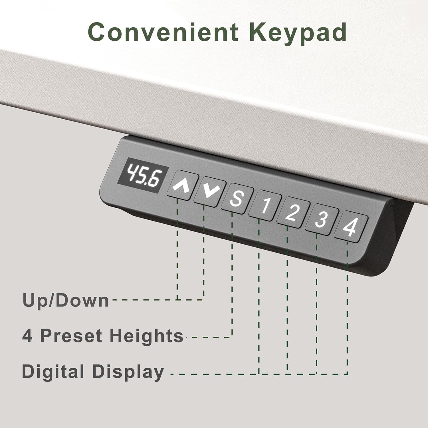 48" White One-Piece Electric Standing Desk-1