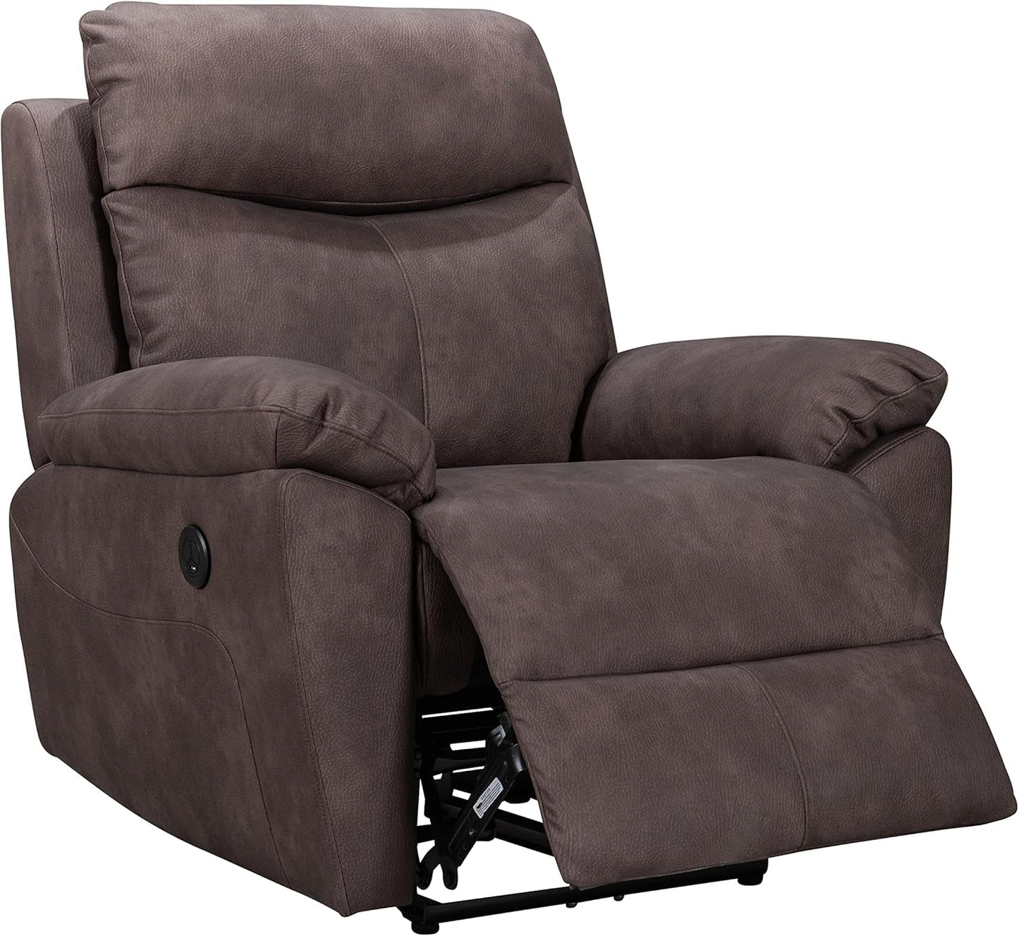 Upgraded Materials Modern Power Recliner Chair with USB Charging Port and Pillow Top Arms Palomino Fabric Single Seat Reclining Sofa in Hickory Brown Finish-2