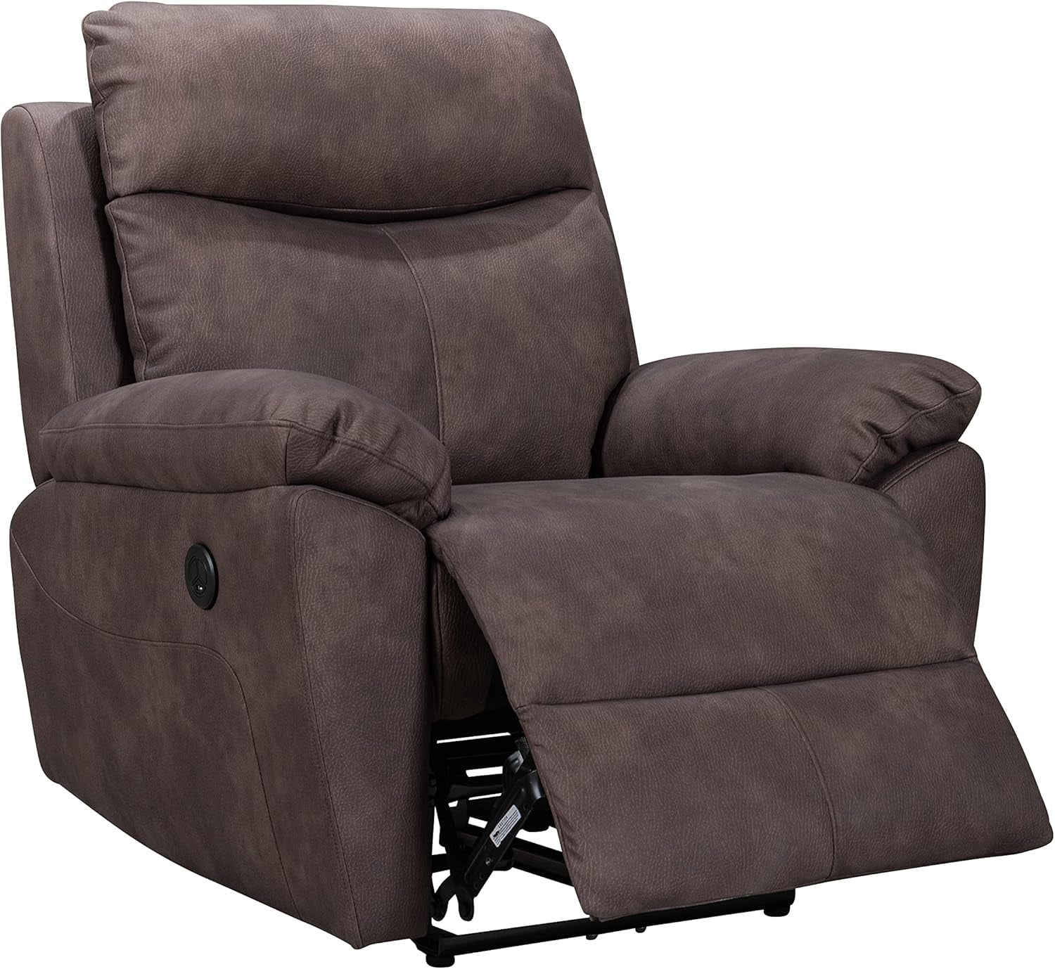 Upgraded Materials Modern Power Recliner Chair with USB Charging Port and Pillow Top Arms Palomino Fabric Single Seat Reclining Sofa in Hickory Brown Finish-2