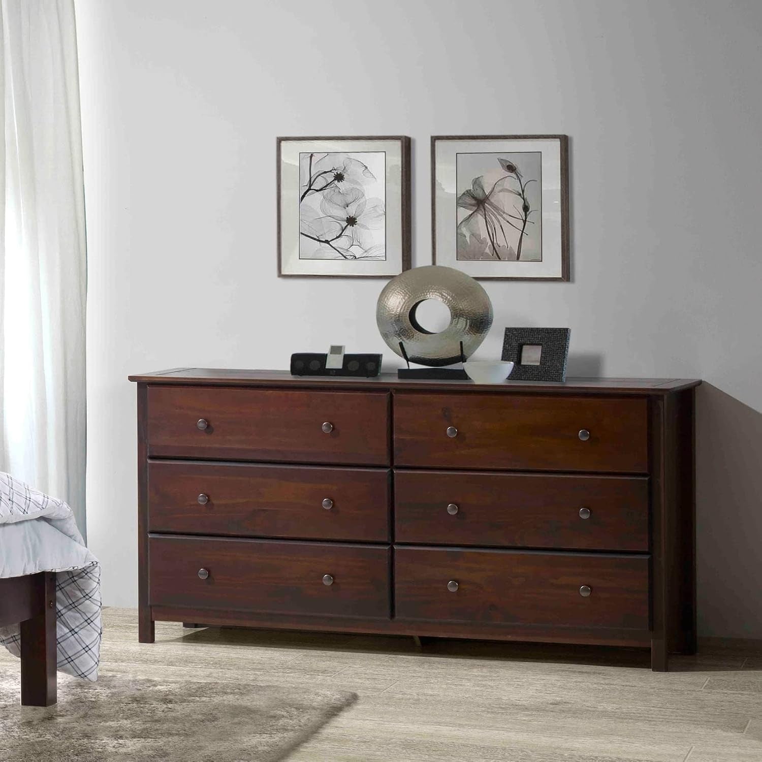 Shaker 6-Drawer Dresser, Solid Wood with a Cherry Finish-2