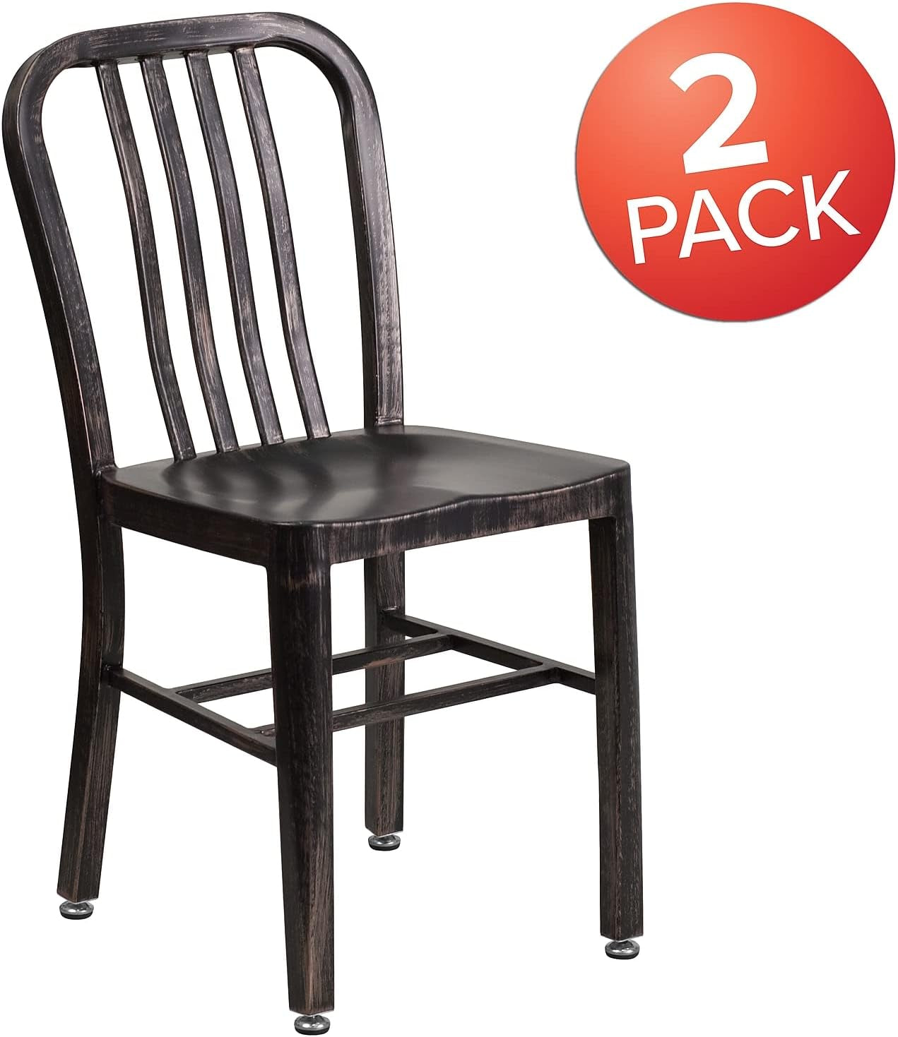 Gael Commercial Grade 2 Pack Black-Antique Gold Metal Indoor-Outdoor Chair-3