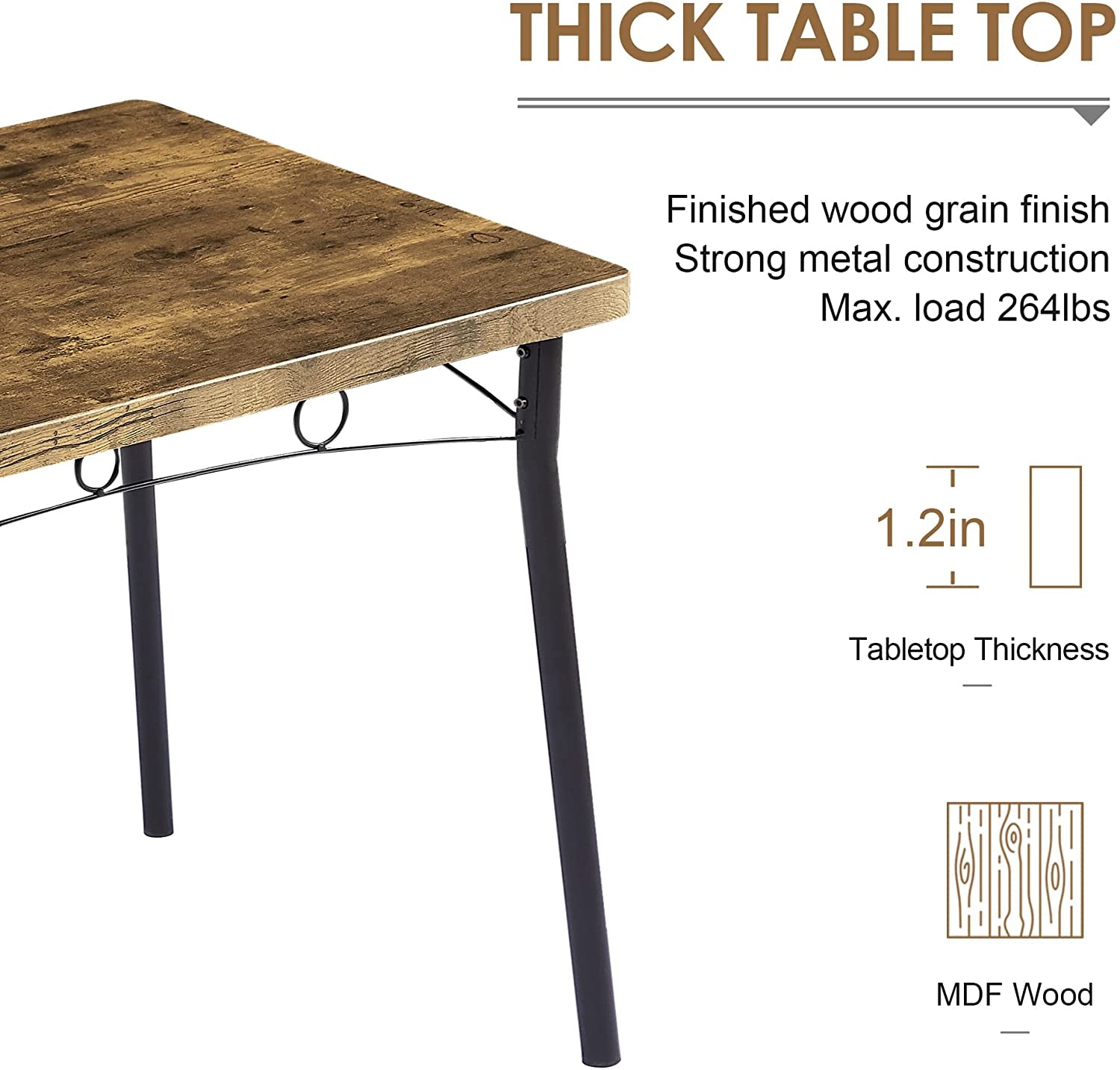 Metal and Wood Rectangular Dining Set-3