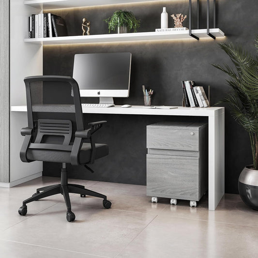 Rolling Lock and Storage 2 Drawer Vertical Filing Cabinet, 15.75" L X 17.75" W X 23" H,Grey-1