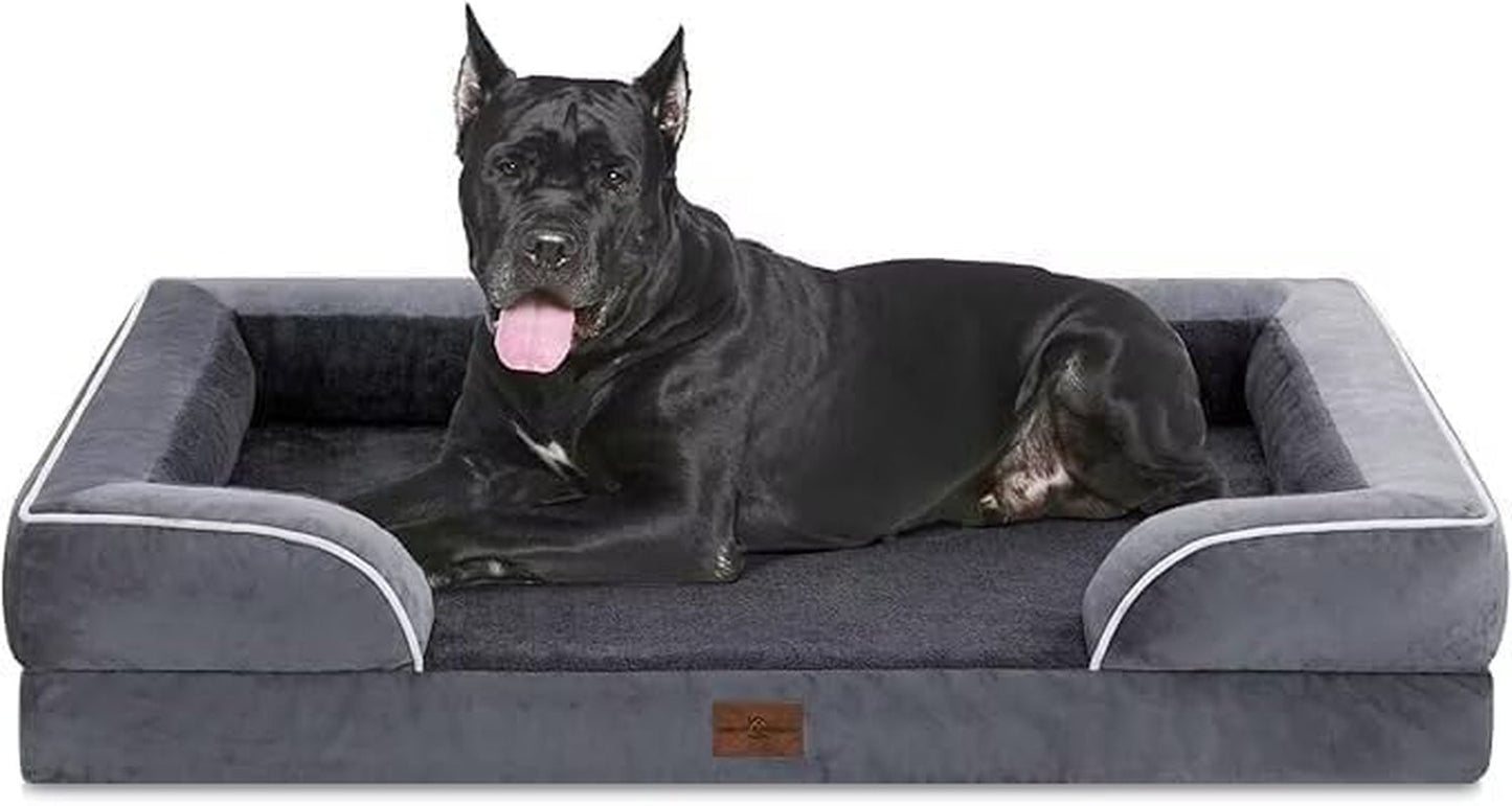 Waterproof Orthopedic Foam Dog Beds, XXL Orthopedic Dog Bed for Extra Large Dogs, Washable Dog Sofa Bed with Removable Cover & Non-Slip Bottom(Xx-Large,Dark Grey)-1