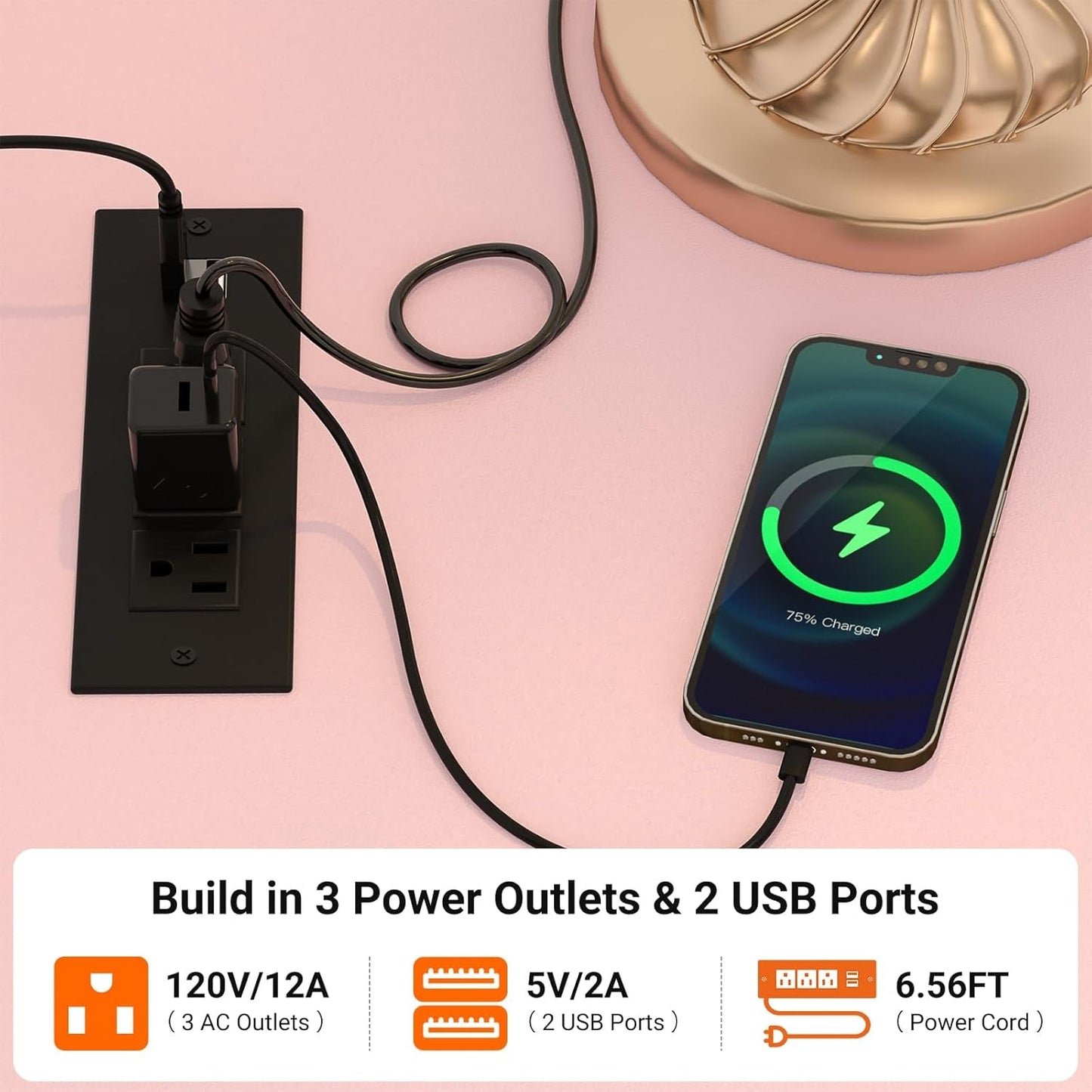 Dresser for Bedroom with Clothes Rack, 5 Drawers Dresser with Charging Station & LED Lights, Pink Storage Chest of Drawers with Wheels, Wooden Top, Lockable Wheels, Bedroom, Closet, Pink-3