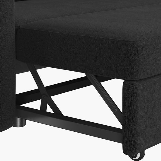 Black L-Shaped Sectional Sleeper USB, Storage, Chaise-0