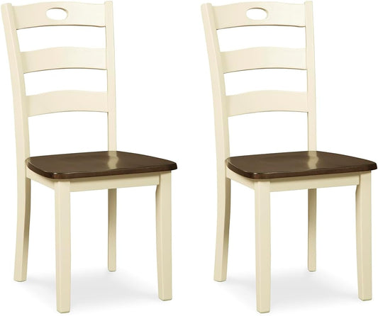 Woodanville 18" Cottage Ladderback Dining Chair, 2 Count, Cream & Brown-0