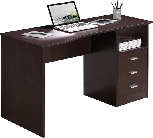 Classic Computer Desk with Multiple Drawers, 29.5" X 23.6" X 51.2", Wenge-0