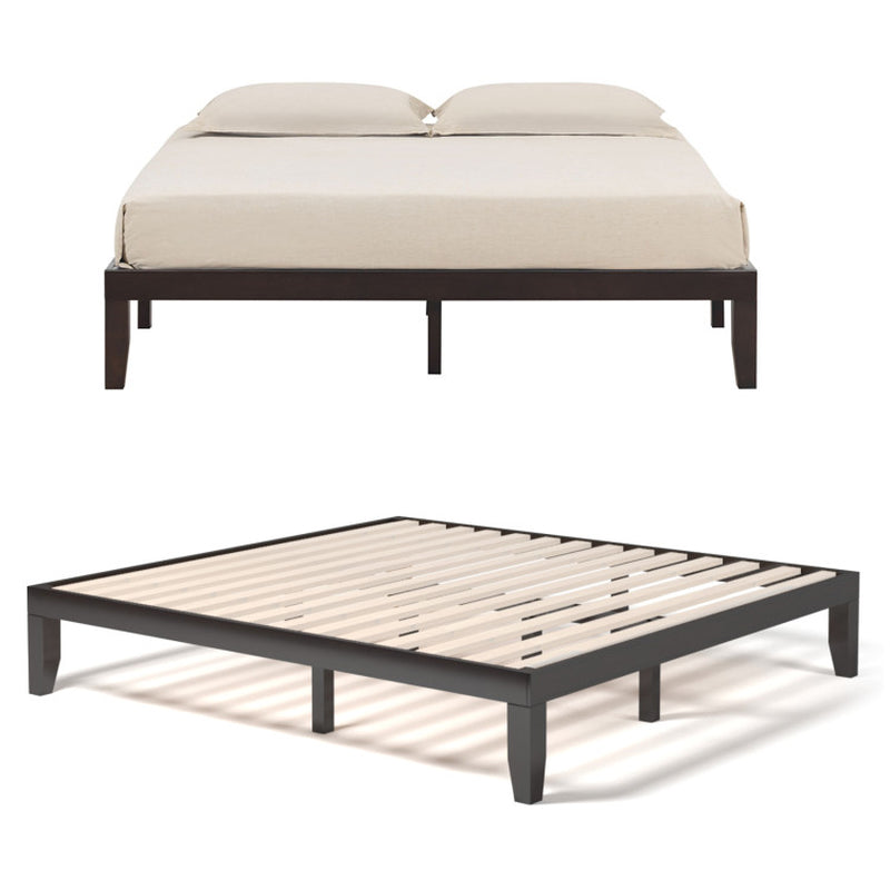 14 Inch King Size Rubber Wood Platform Bed Frame with Wood Slat Support-3