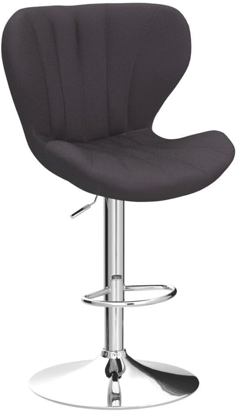 Ellston Velvet Adjustable Swivel Barstools in Gray, Set of 2, Grey-3