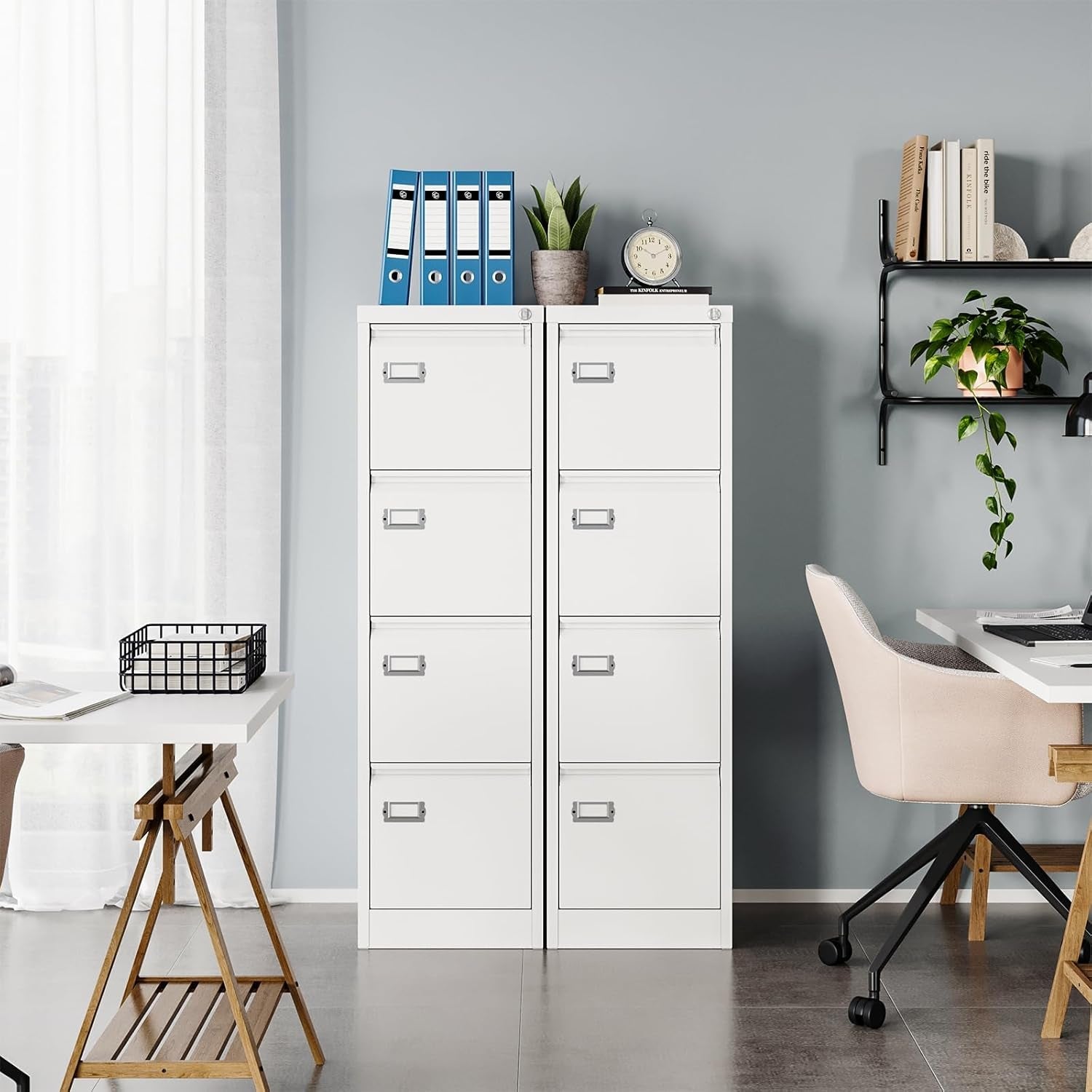 White 4 Drawer Vertical Locking File Cabinet-1