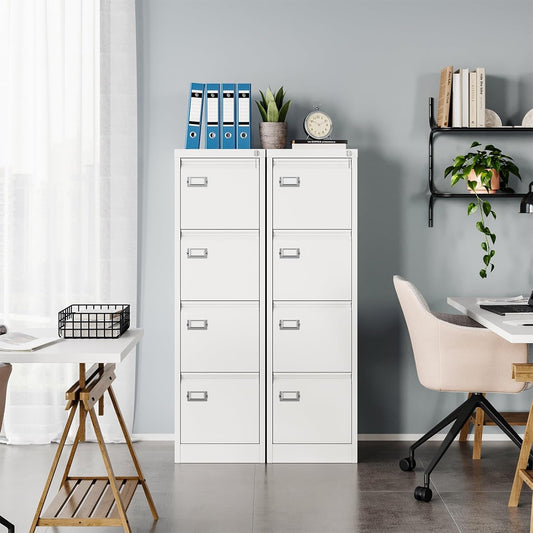 White 4 Drawer Vertical Locking File Cabinet-1