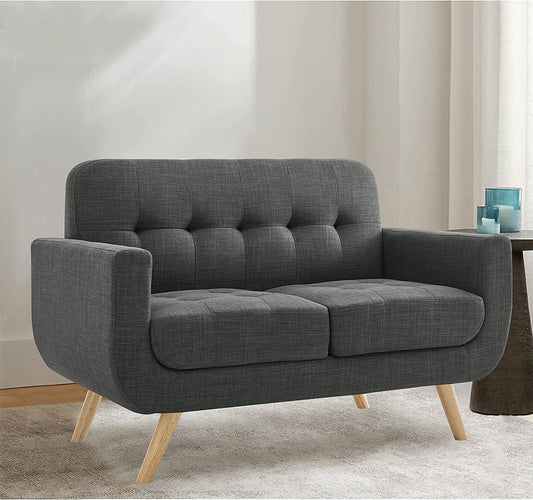 Elena Linen Accent Armchair, 2-Seat, Dark Gray-0
