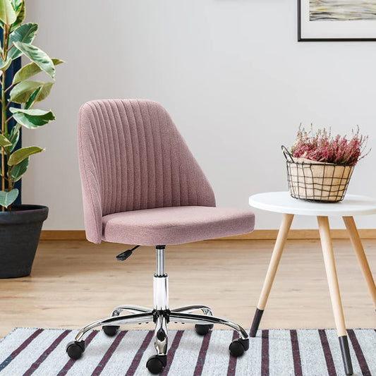 Modern Pink Rolling Desk Chair with Wheels-0